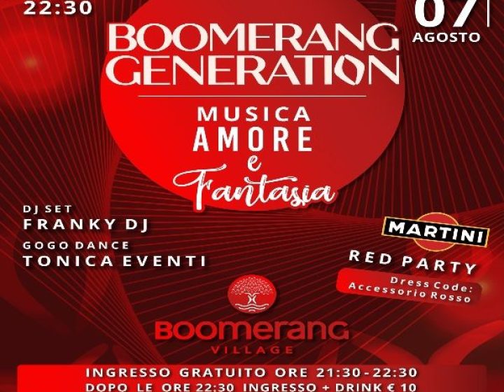 Red Martini Party   Boomerang Village